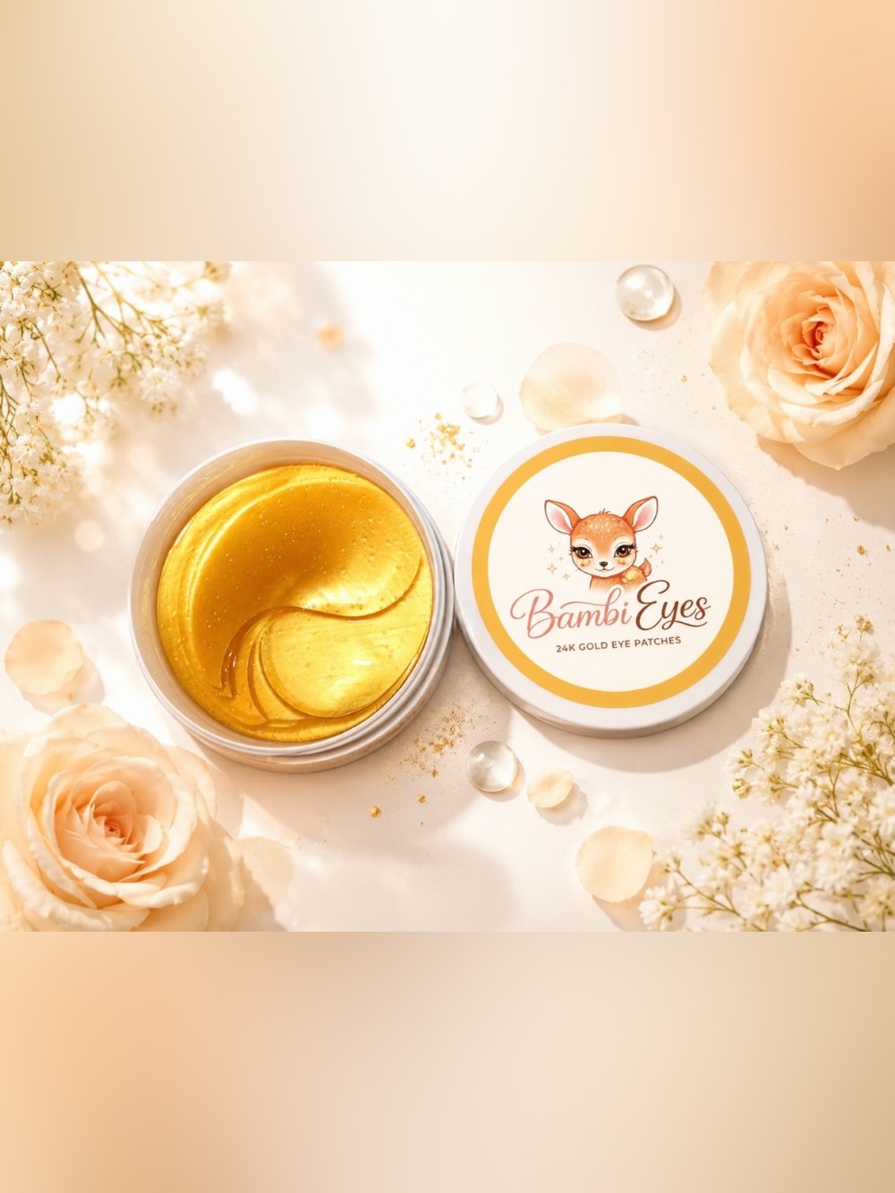 Bambi Eyes 24K Gold Eye Patches — Radiant Gold Under-Eye Gel Pads 30 Pairs
